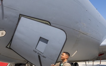 KC-135 Stratotanker gets ready to support a test mission at Edwards Air Force Base