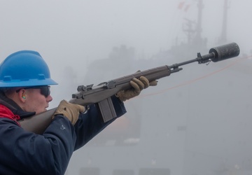USS Benfold (DDG) 65 conducts RAS with USNS Washington Chambers (T-AKE 11)