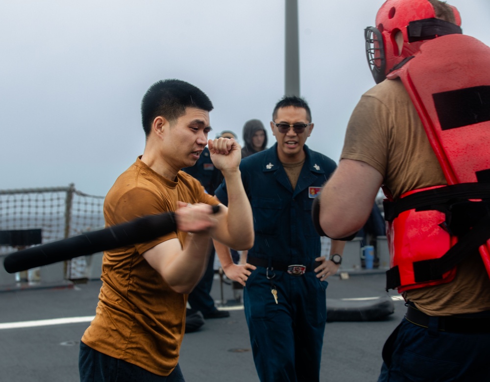 USS Benfold (DDG 65) holds OC Spray training during SRF-B course