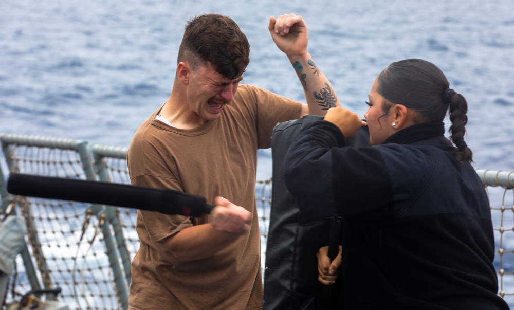 USS Benfold (DDG 65) holds OC Spray training during SRF-B course