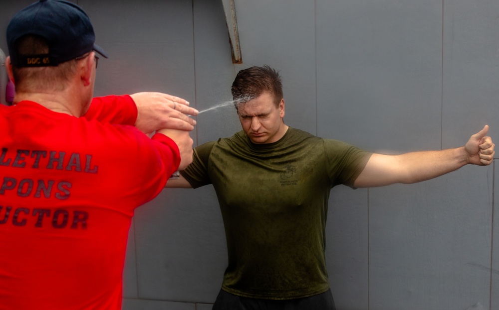 USS Benfold (DDG 65) holds OC Spray training during SRF-B course