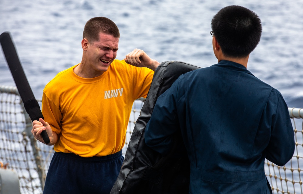 USS Benfold (DDG 65) holds OC Spray training during SRF-B course