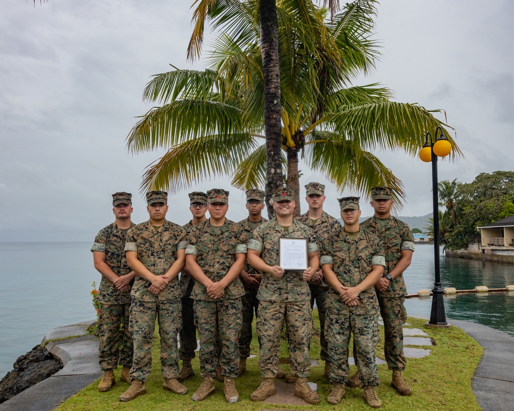 Palau Promotion: Nebraska native promoted to Lance Corporal during Koa Moana 25