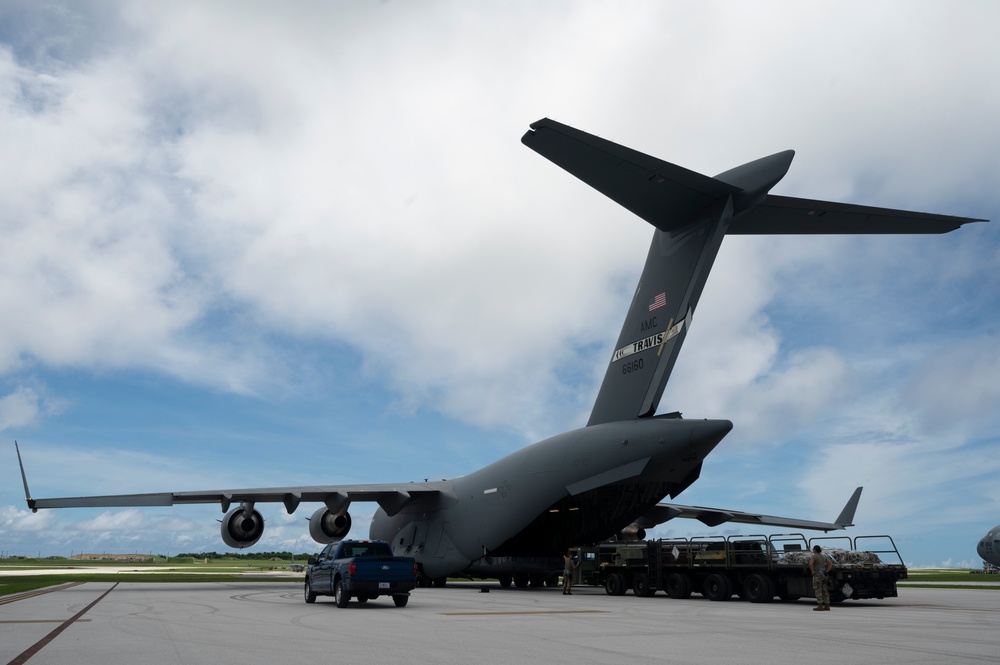 C-17s arrive at Andersen Air Force Base for Department-Level Exercise 2025