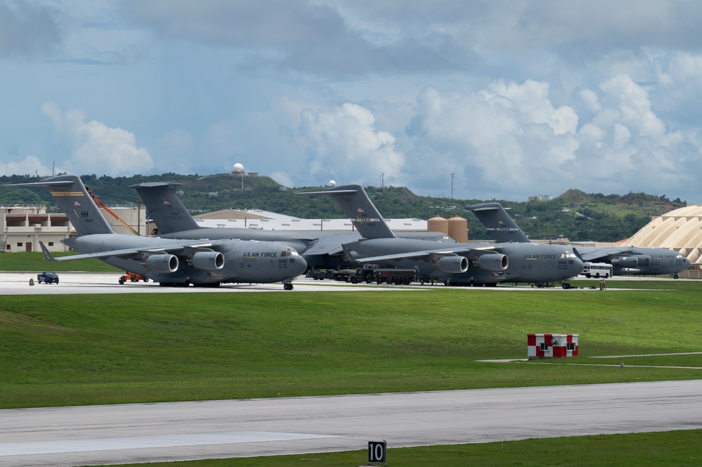 C-17s arrive at Andersen Air Force Base for Department-Level Exercise 2025