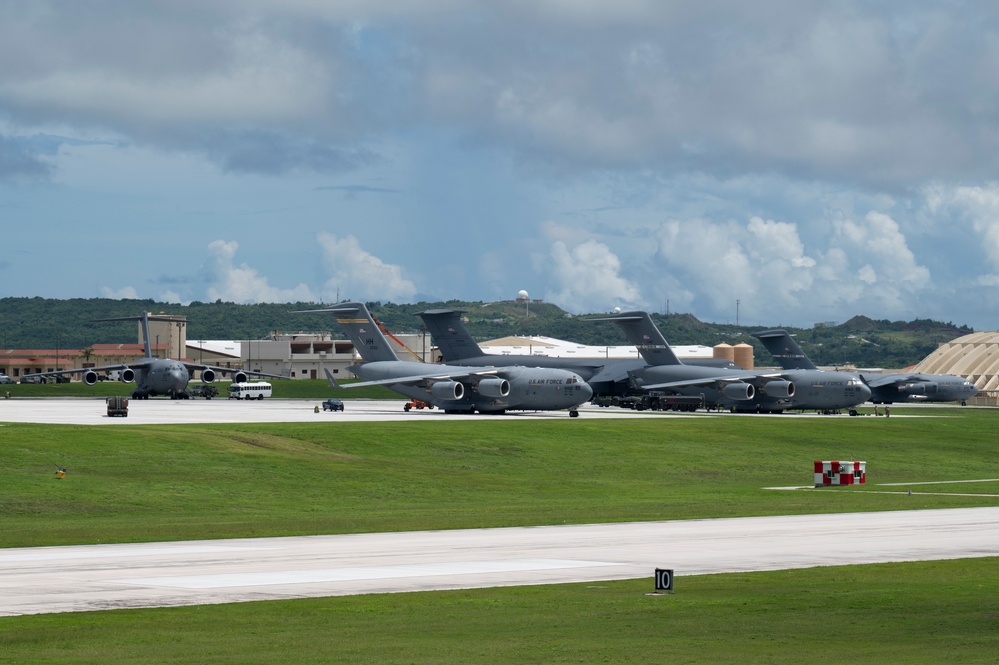 C-17s arrive at Andersen Air Force Base for Department-Level Exercise 2025