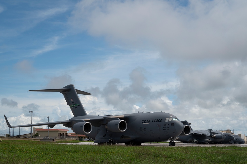 C-17s arrive at Andersen Air Force Base for Department-Level Exercise 2025