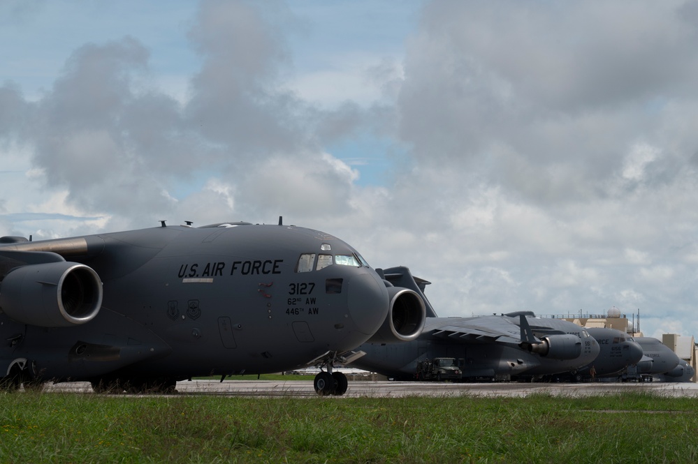C-17s arrive at Andersen Air Force Base for Department-Level Exercise 2025