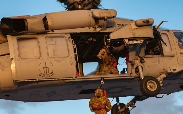 Carrier Strike Group 12 Explosive Ordnance Disposal Technicians Conduct Fast-Rope Exercise