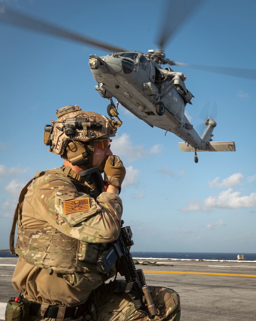 Carrier Strike Group 12 Explosive Ordnance Disposal Technicians Conduct Fast-Rope Exercise