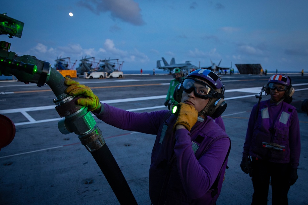 USS Gerald R. Ford (CVN 78) Conducts Night Flight Operations