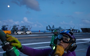 USS Gerald R. Ford (CVN 78) Conducts Night Flight Operations