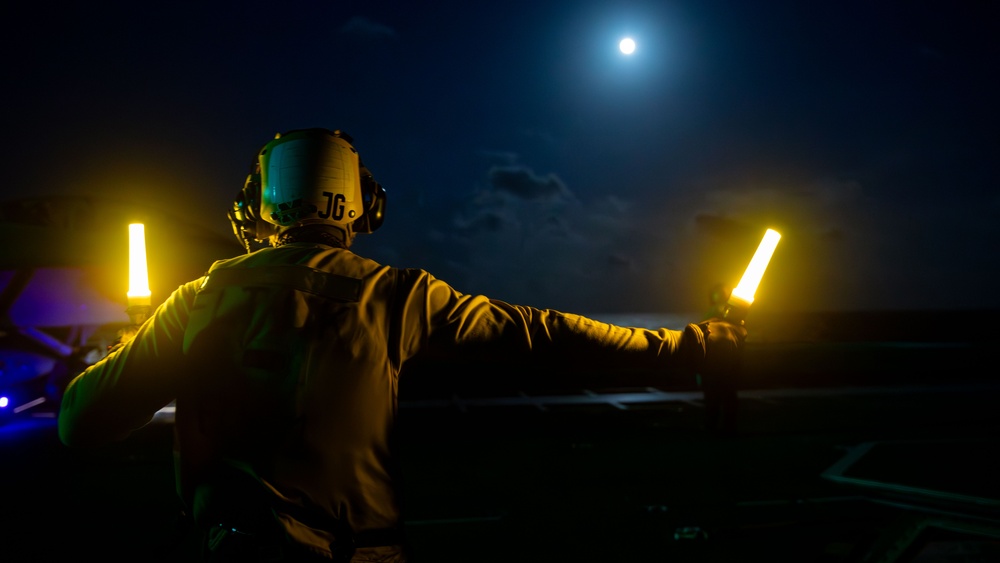 USS Gerald R. Ford (CVN 78) Conducts Night Flight Operations