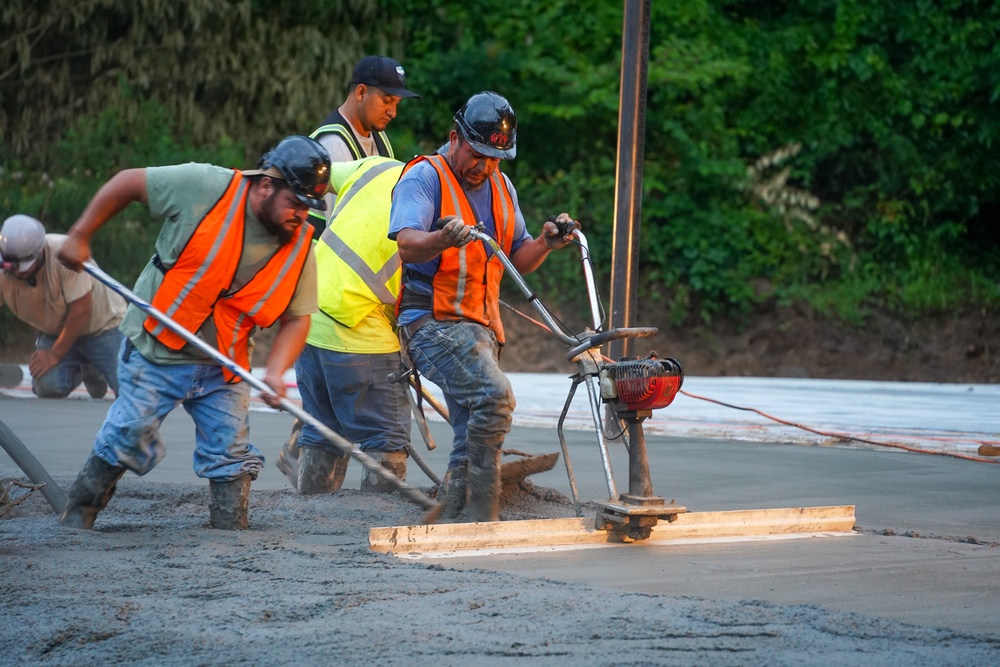 Construction continues on the foundation of the fire station being built in Canton, North Carolina