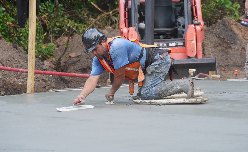 Construction continues on the foundation of the fire station being built in Canton, North Carolina