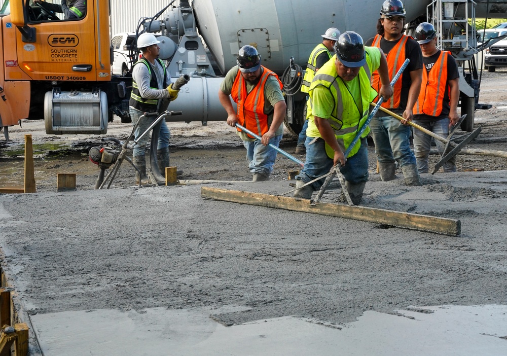 Construction continues on the foundation of the fire station being built in Canton, North Carolina