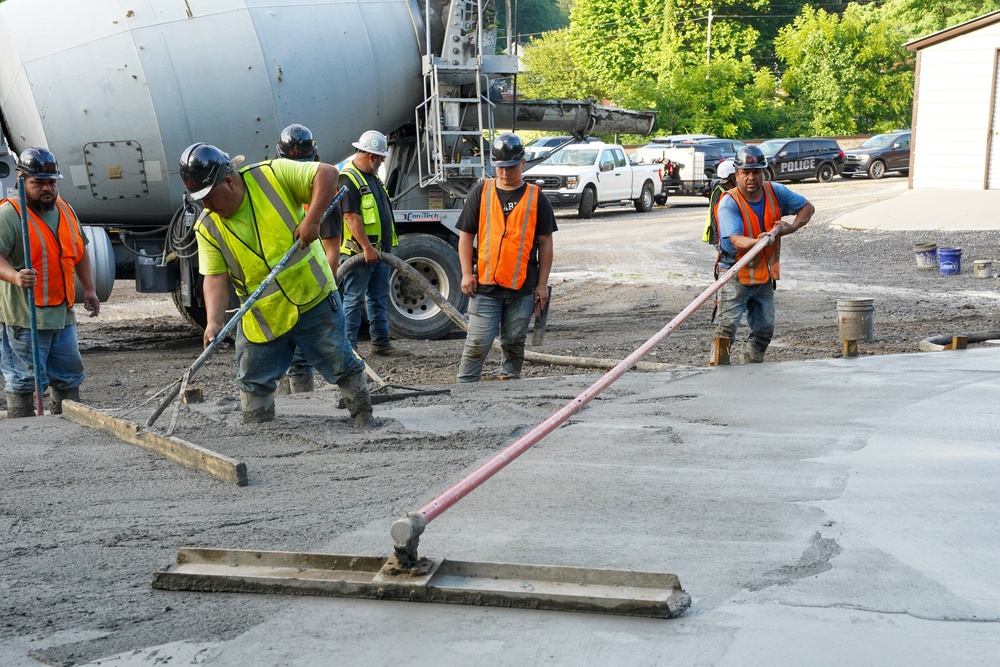 Construction continues on the foundation of the fire station being built in Canton, North Carolina