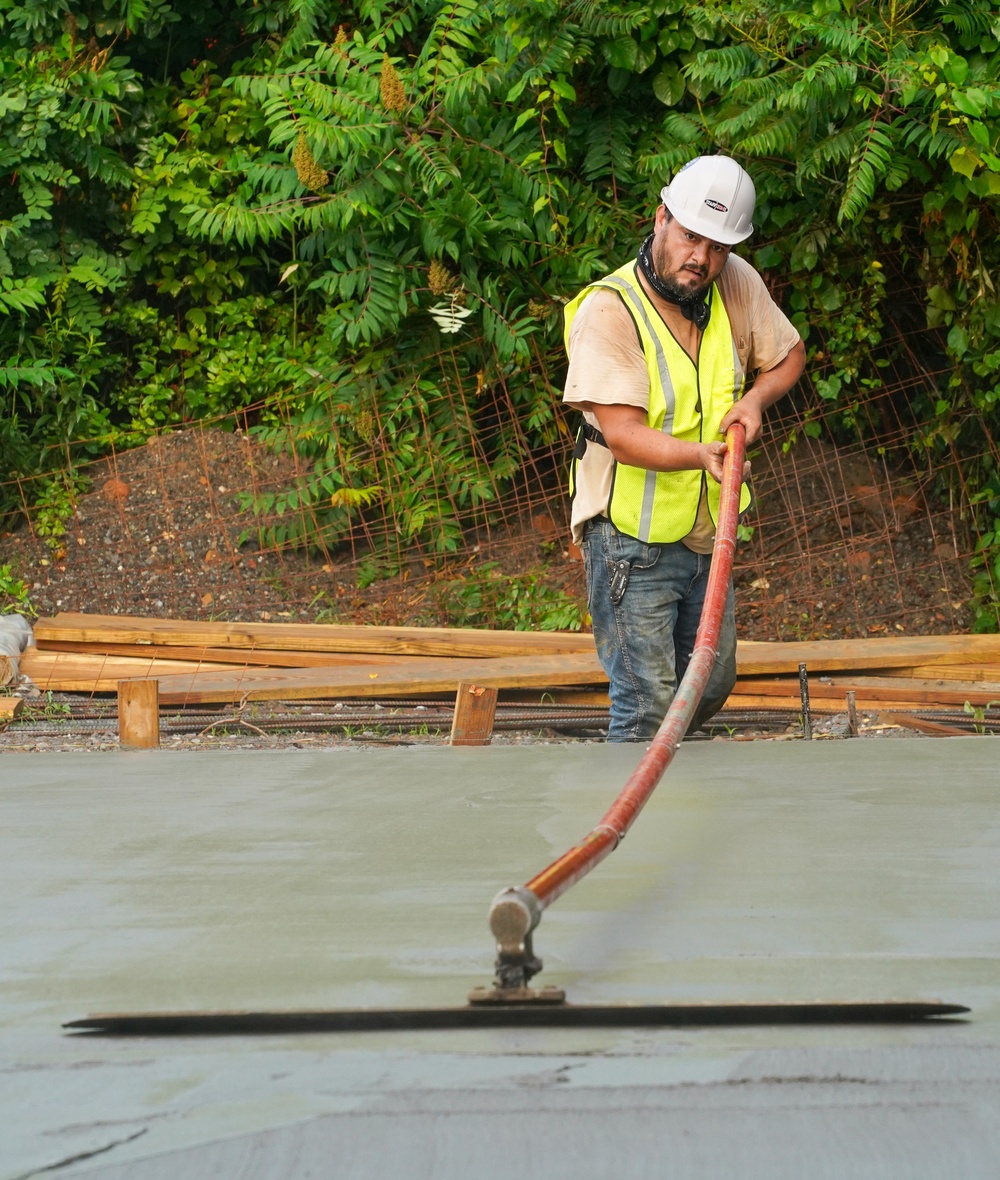 Construction continues on the foundation of the fire station being built in Canton, North Carolina