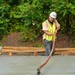 Construction continues on the foundation of the fire station being built in Canton, North Carolina