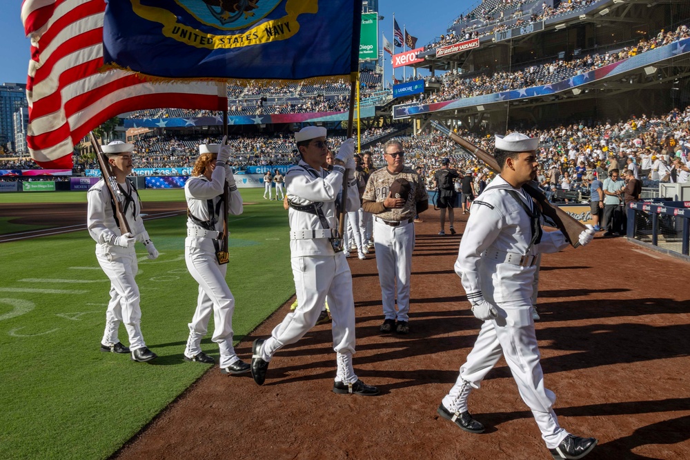 Abraham Lincoln Honor Guard performs at San Diego Padres pregame ceremony