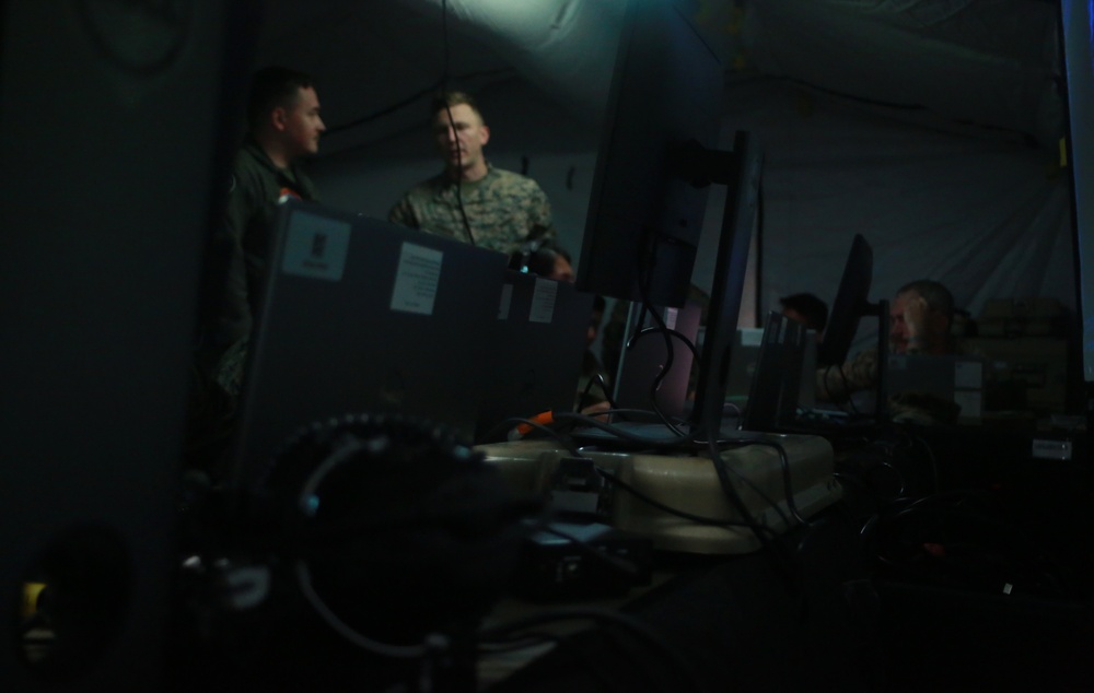U.S. Marines conduct a mock Combat Operations Center (COC) at Atlantic Alliance '25 (AA25)