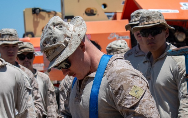 U.S. Marines conduct mobile elevated work platform familiarization
