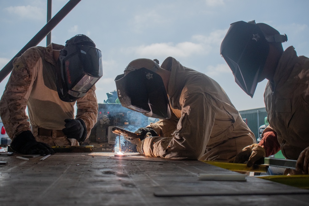 U.S. Marines train on welding operations