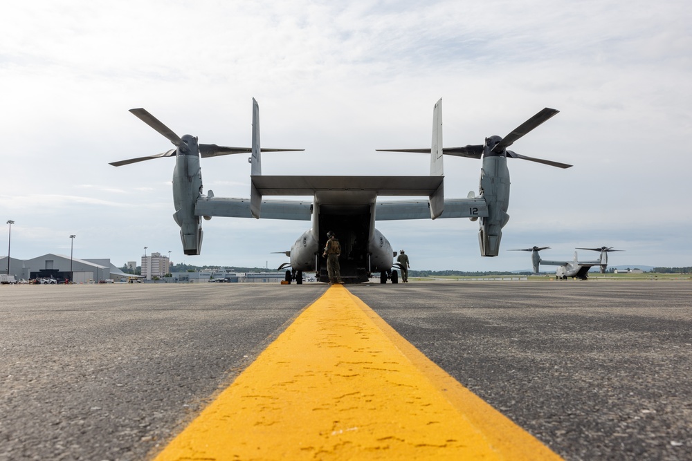 U.S. Marines with VMM-162 transport Marines with 1st Battalion, 25th Marines during Atlantic Alliance 2025