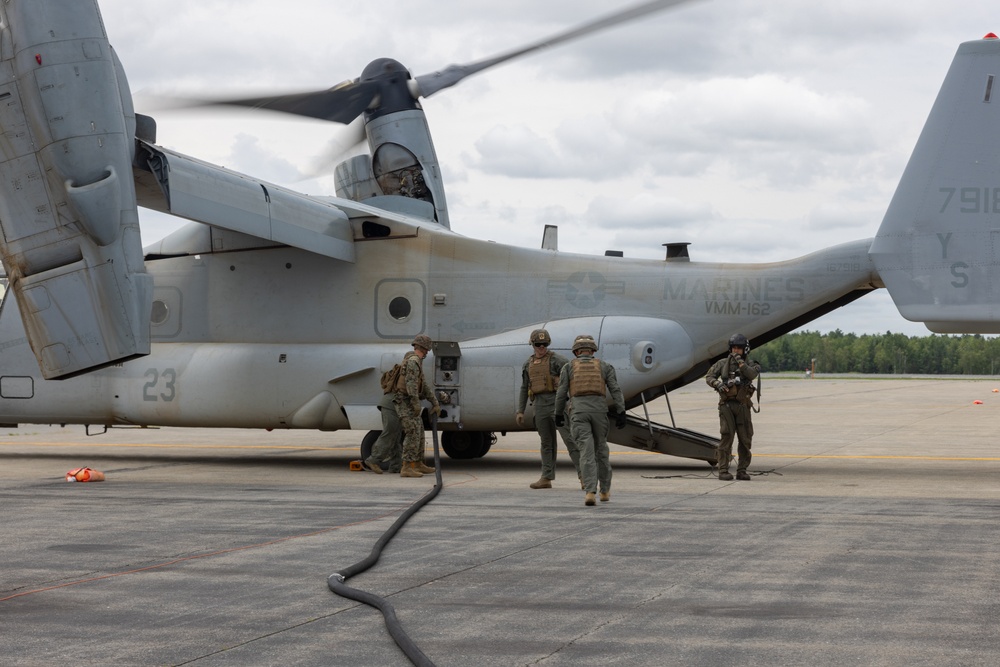 U.S. Marines with VMM-162 transport Marines with 1st Battalion, 25th Marines during Atlantic Alliance 2025