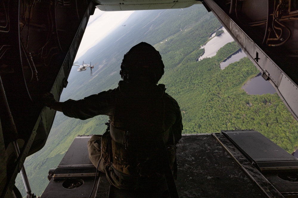 U.S. Marines with VMM-162 transport Marines with 1st Battalion, 25th Marines during Atlantic Alliance 2025