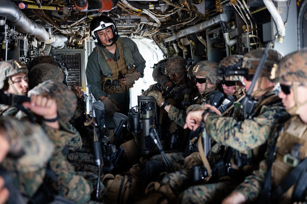 U.S. Marines with VMM-162 transport Marines with 1st Battalion, 25th Marines during Atlantic Alliance 2025