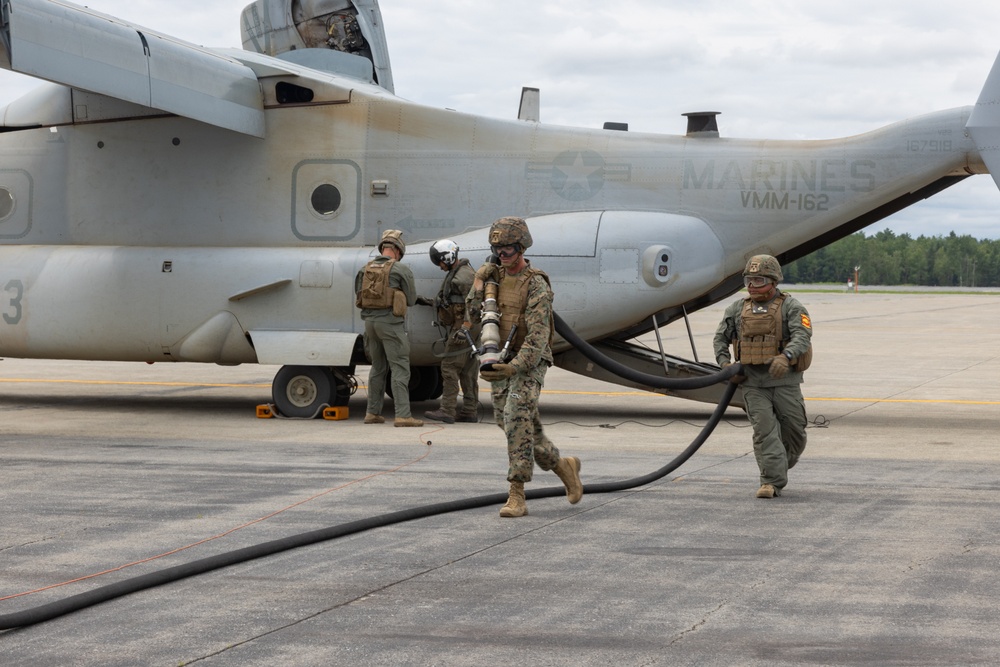 U.S. Marines with VMM-162 transport Marines with 1st Battalion, 25th Marines during Atlantic Alliance 2025