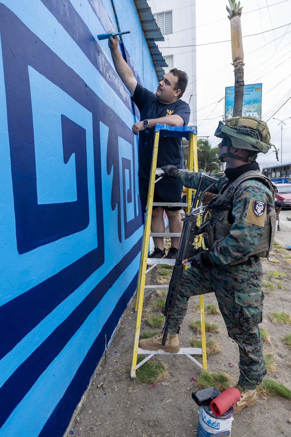 Sailors Paint Mural in Ecuador