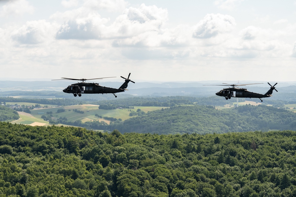 1-214 CAB take "Final Flight" over Southern Germany before Change of Command