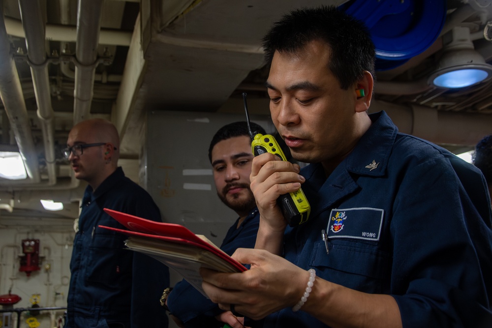 USS Gridley Engineering Drill