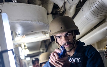 Sailors Respond During an Anti-terrorism Drill aboard USS Ralph Johnson