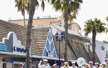 Navy Band Southwest marches in Oceanside Independence Day Parade.