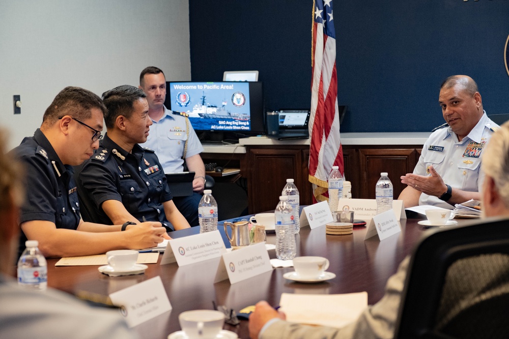 U.S. Coast Guard Pacific Area commander meets with Singapore Police Coast Guard leadership