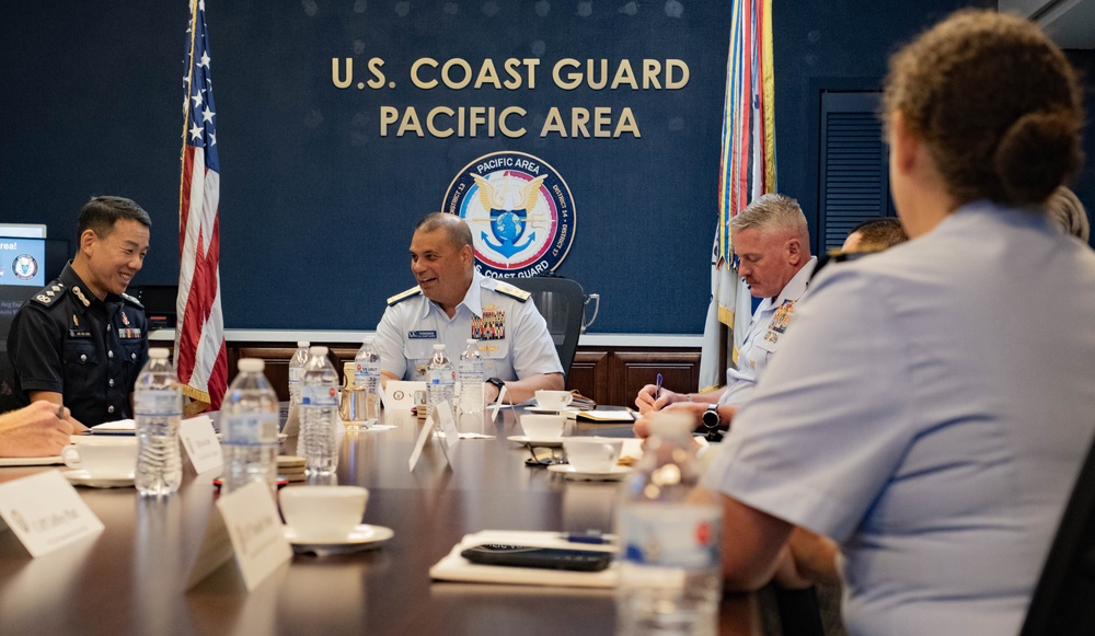 U.S. Coast Guard Pacific Area commander meets with Singapore Police Coast Guard leadership