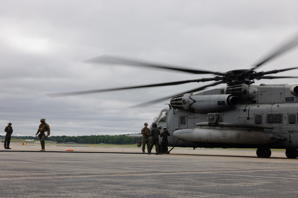 U.S. Marines with MWSS-273 refuel CH-53E Super Stallions during Atlantic Alliance 2025