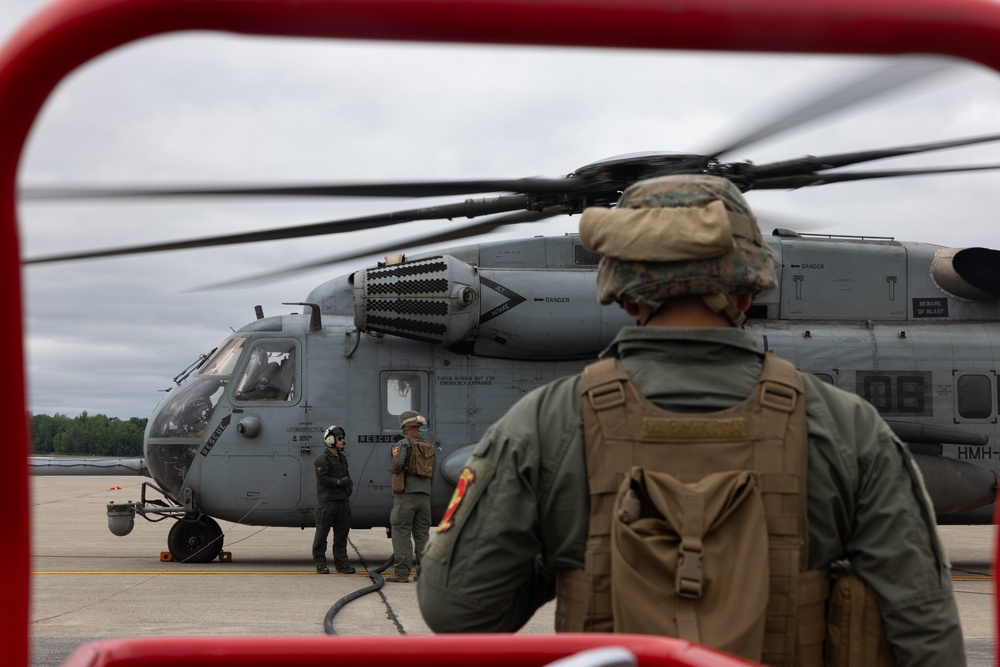 U.S. Marines with MWSS-273 refuel CH-53E Super Stallions during Atlantic Alliance 2025