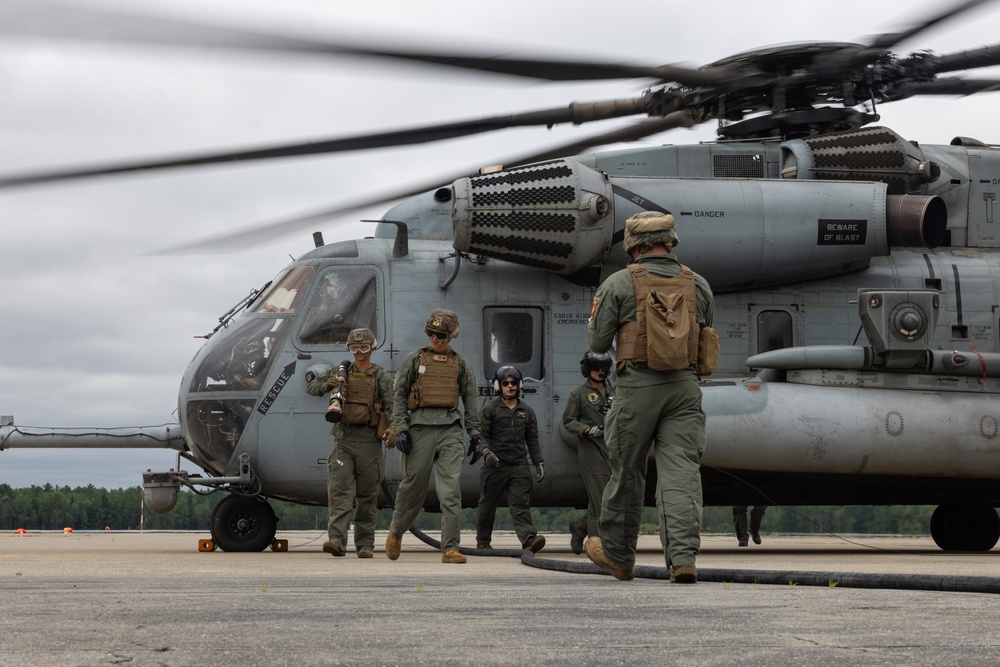 U.S. Marines with MWSS-273 refuel CH-53E Super Stallions during Atlantic Alliance 2025