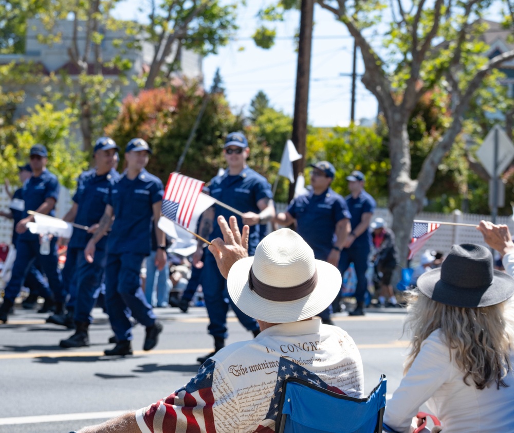 U.S. Coast Guard members march in annual Fourth of July parade
