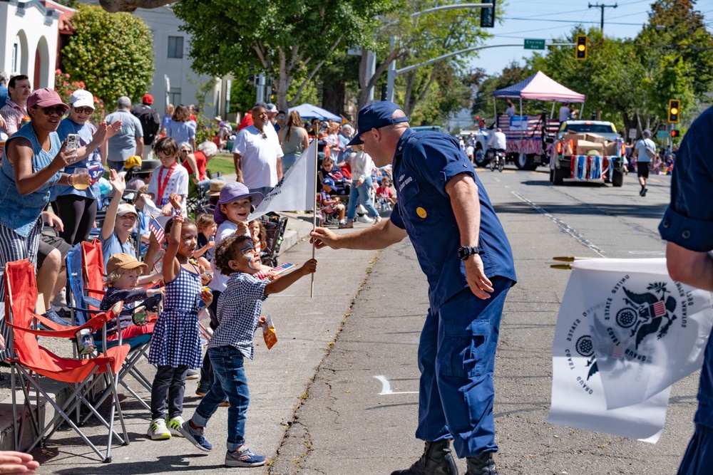 U.S. Coast Guard members march in annual Fourth of July parade