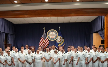RADM LeClair visits SWSC, speaks to new Department Head graduates