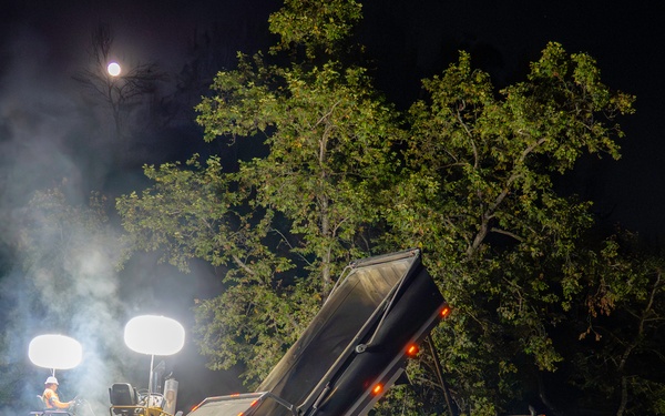 Night ops crews transform previous debris site