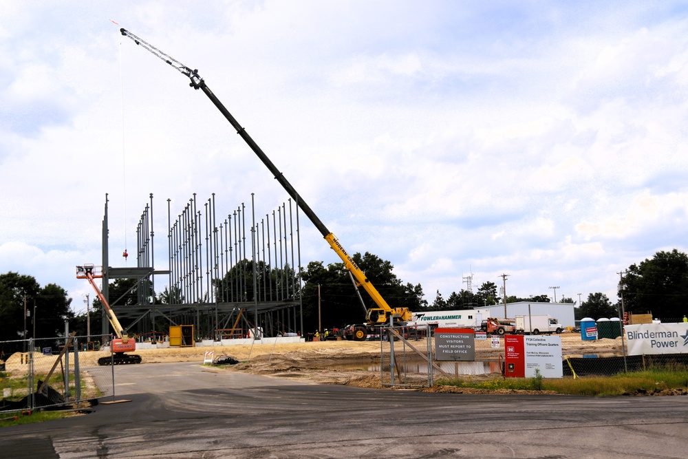 July 2025 construction operations for $55.75 million Collective Training Officers Quarters Project at Fort McCoy