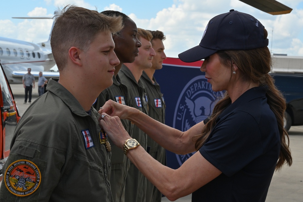 DHS Secretary awards Air Station Corpus Christi aircrew for heroic actions during Kerrville flash flooding
