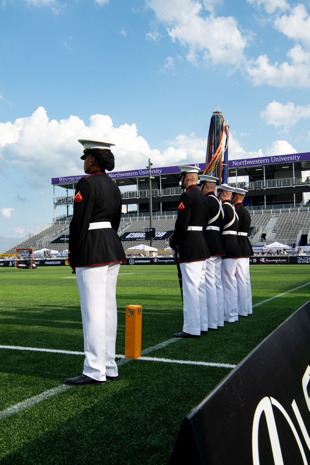 Marine Week Chicago 2025: U.S. Marine Corps Color Huard at the Premier Lacrosse League game