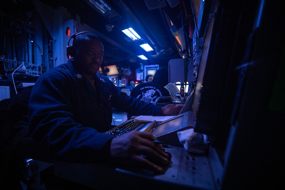 USS Wayne E. Meyer conducts operations in the U.S. Central Command area of responsibility as part of the Carl Vinson Carrier Strike Group